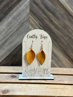 Pinched Leaf Hair On Leather Earrings