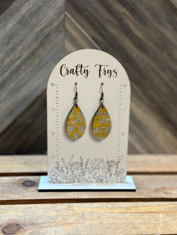 Cactus Yellow Teardrop Wood Earrings