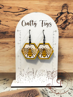 Hexagon Bee Earrings