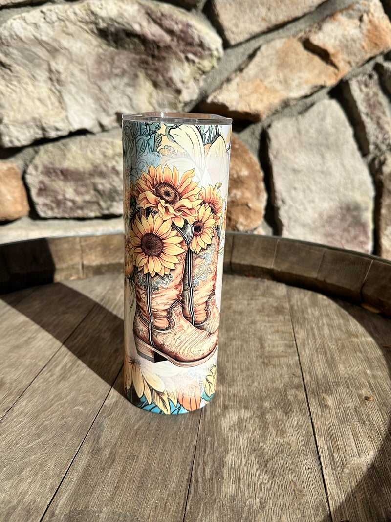 Cowgirl Sunflower Boots 20oz Tumbler