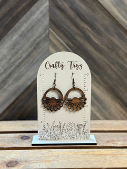 Half Flower Walnut Wood Earrings