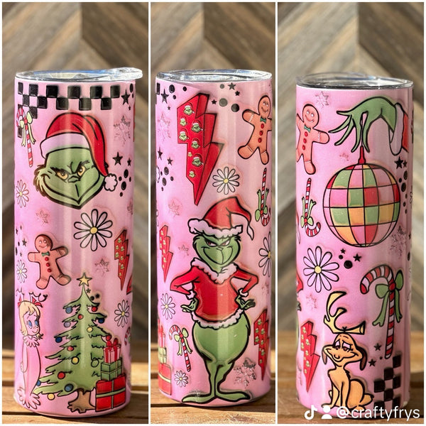 Grinch Collage Pink Color Chaging Tumbler